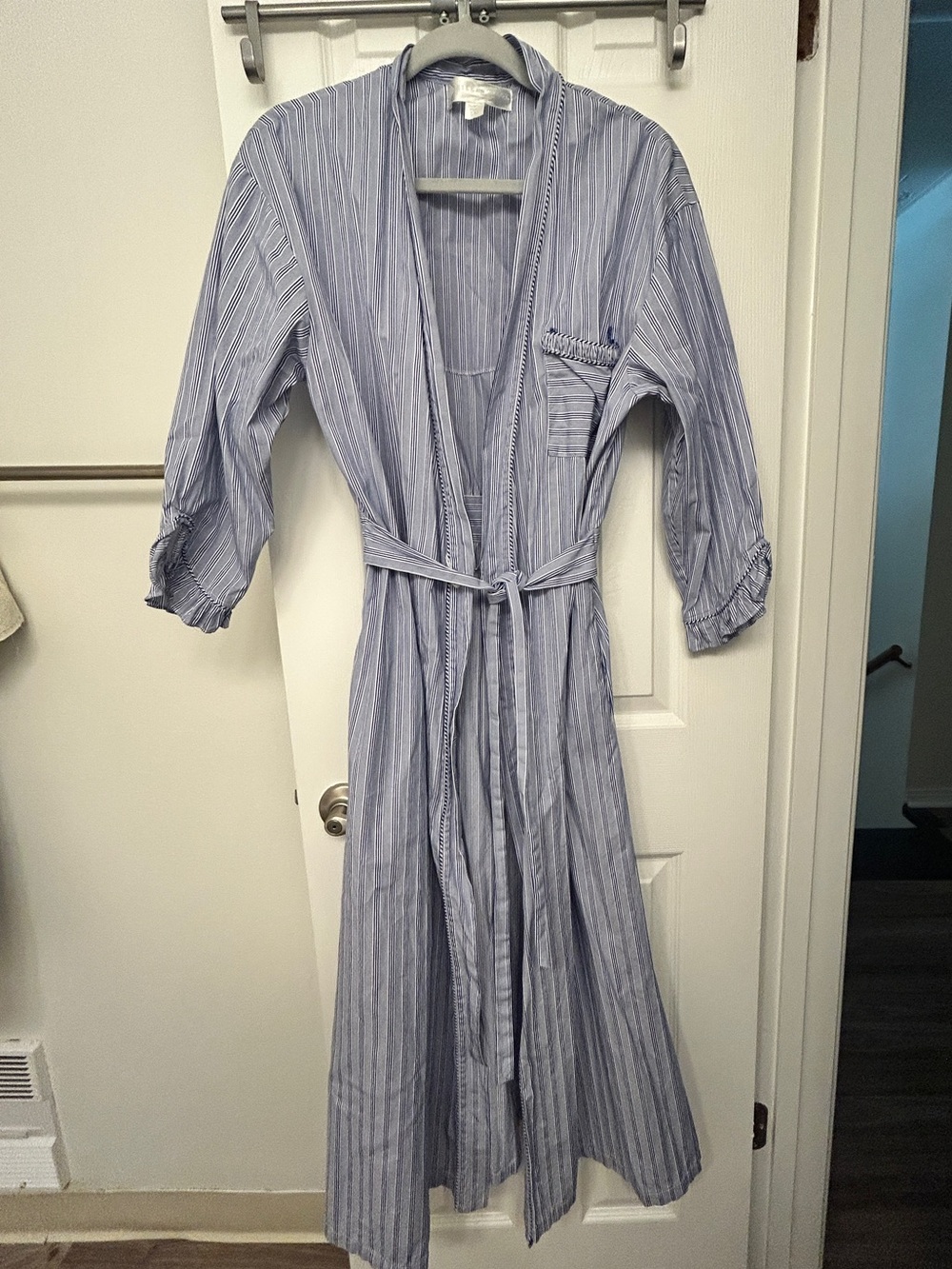 Eileen West Blue and White Striped Robe